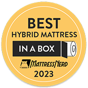 Mattress Nerd Best Hybrid Mattress in a Box 2023 Affiliate Badge