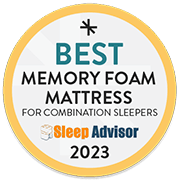 Sleep Advisor Best Memory Foam Mattress for Combination Sleepers 2023 Affiliate Badge