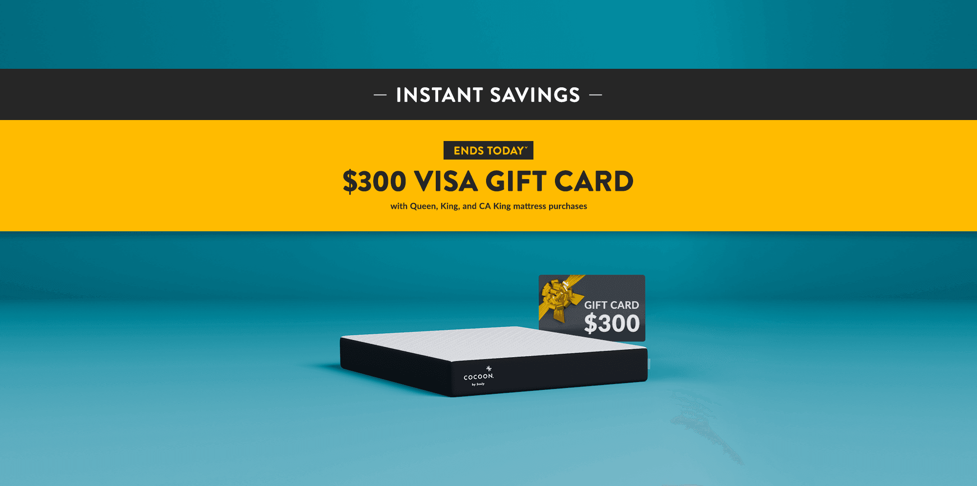 Ends Todayˇ - $300 Visa Gift Card with Queen, King, and CA King mattress purchases