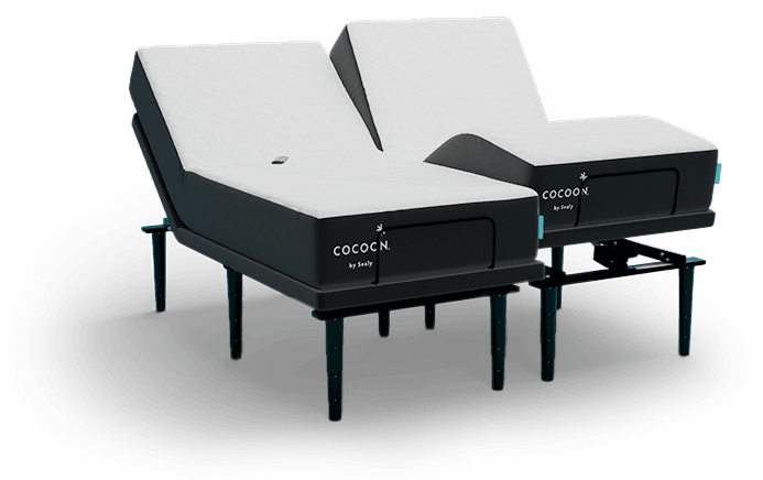 Cocoon split king mattress adjusted on a split king ease base